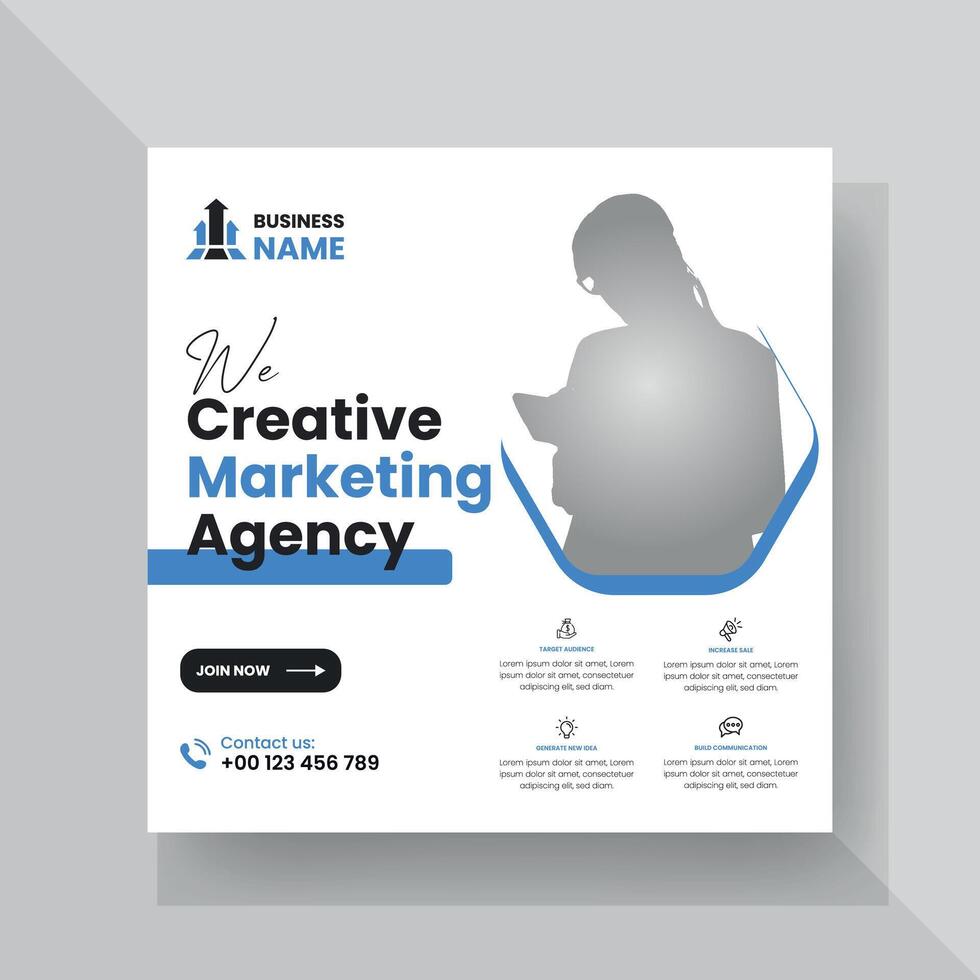 Modern Digital Marketing Agency Social Media Post For Business. Abstract Advertisement Square Web Post for Company Promotion. vector