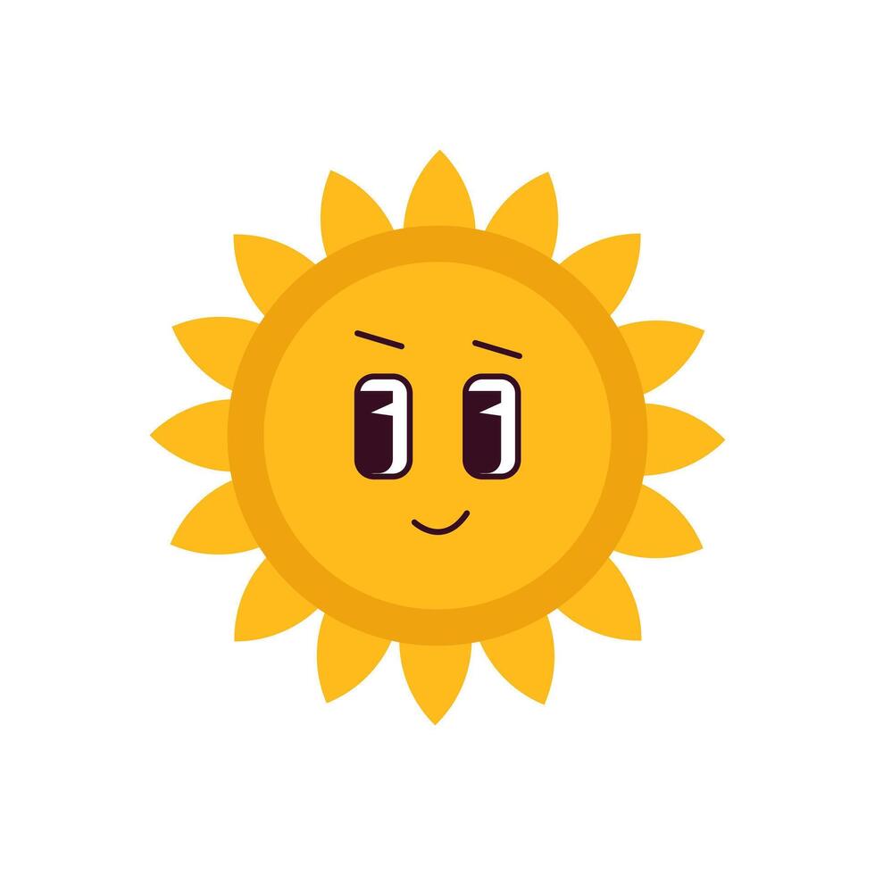 Element yellow happy sun with face. Isolated groovy. Cute comic mascot symbols. Design graphic elements. vector
