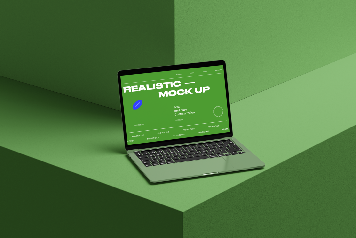 Realistic device laptop mockup on the plaster with wall background design psd