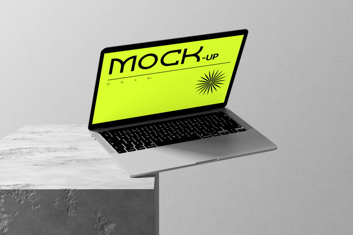 Laptop mockup on minimalist wall background psd