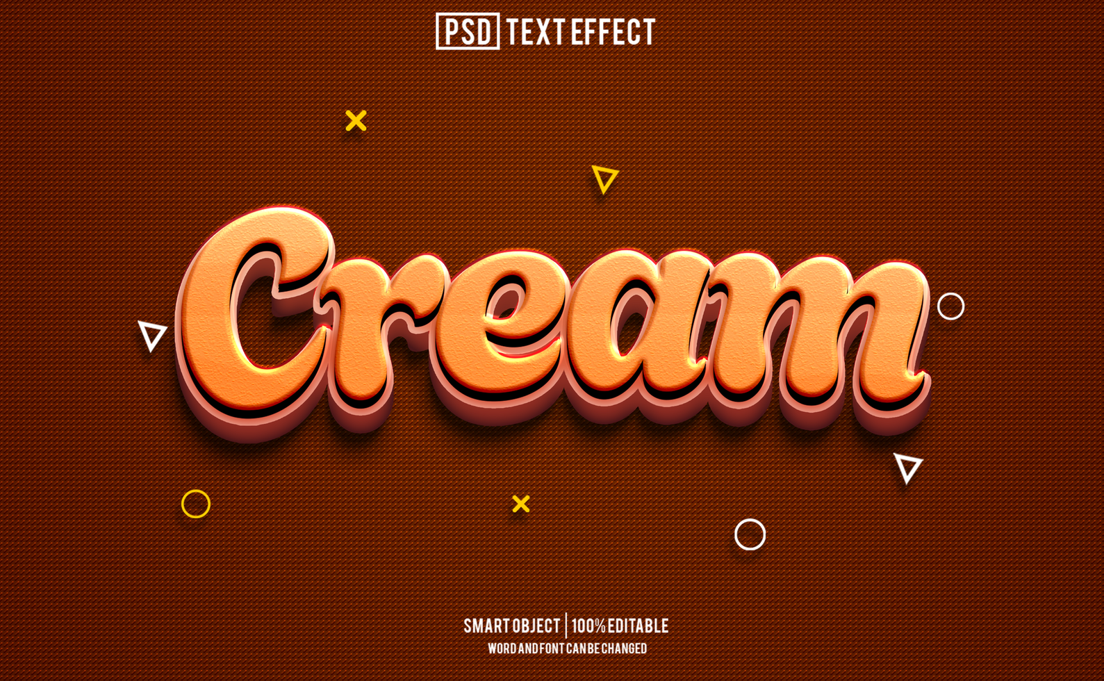 cream text effect, font editable, typography, 3d text psd
