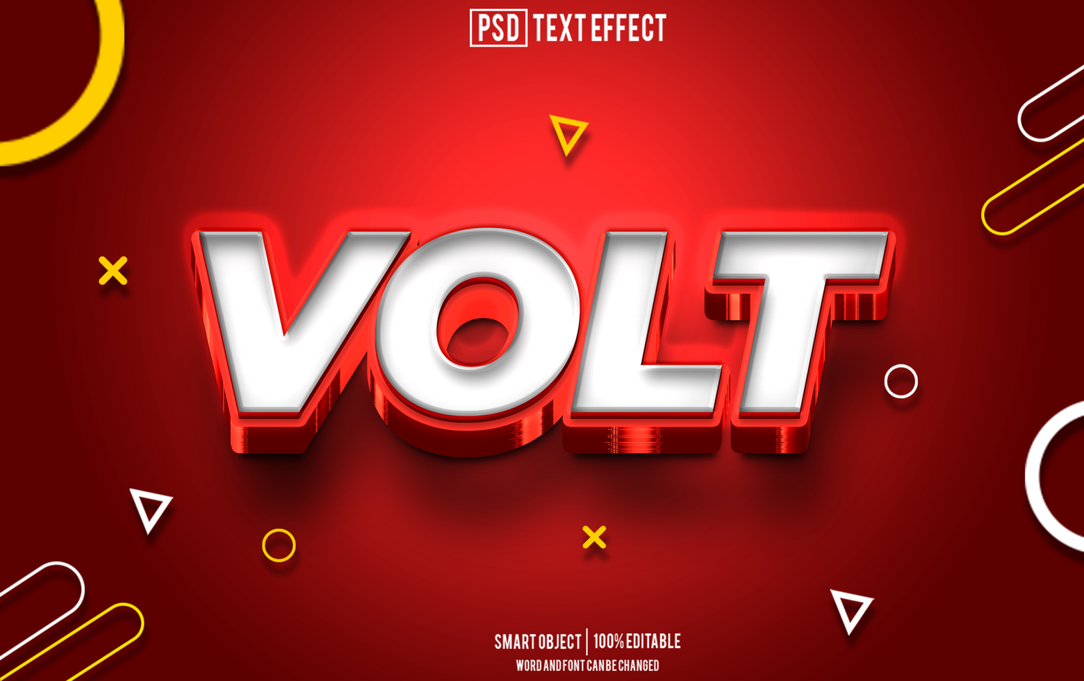 volt text effect, font editable, typography, 3d text psd
