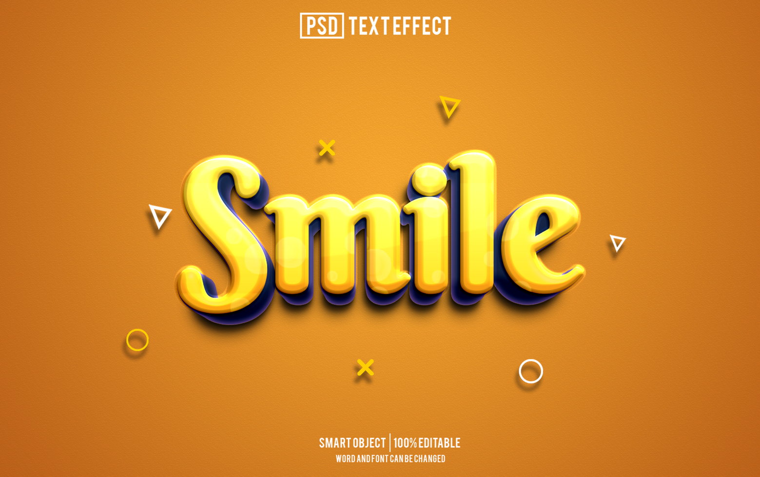 smile text effect, font editable, typography, 3d text psd