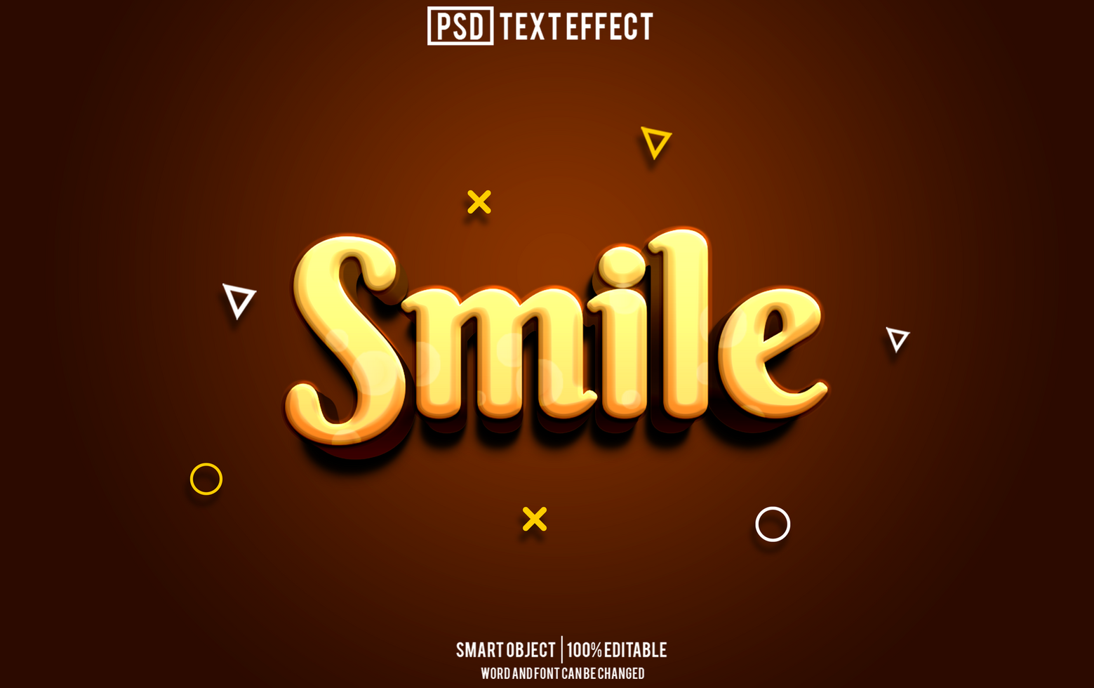 smile text effect, font editable, typography, 3d text psd