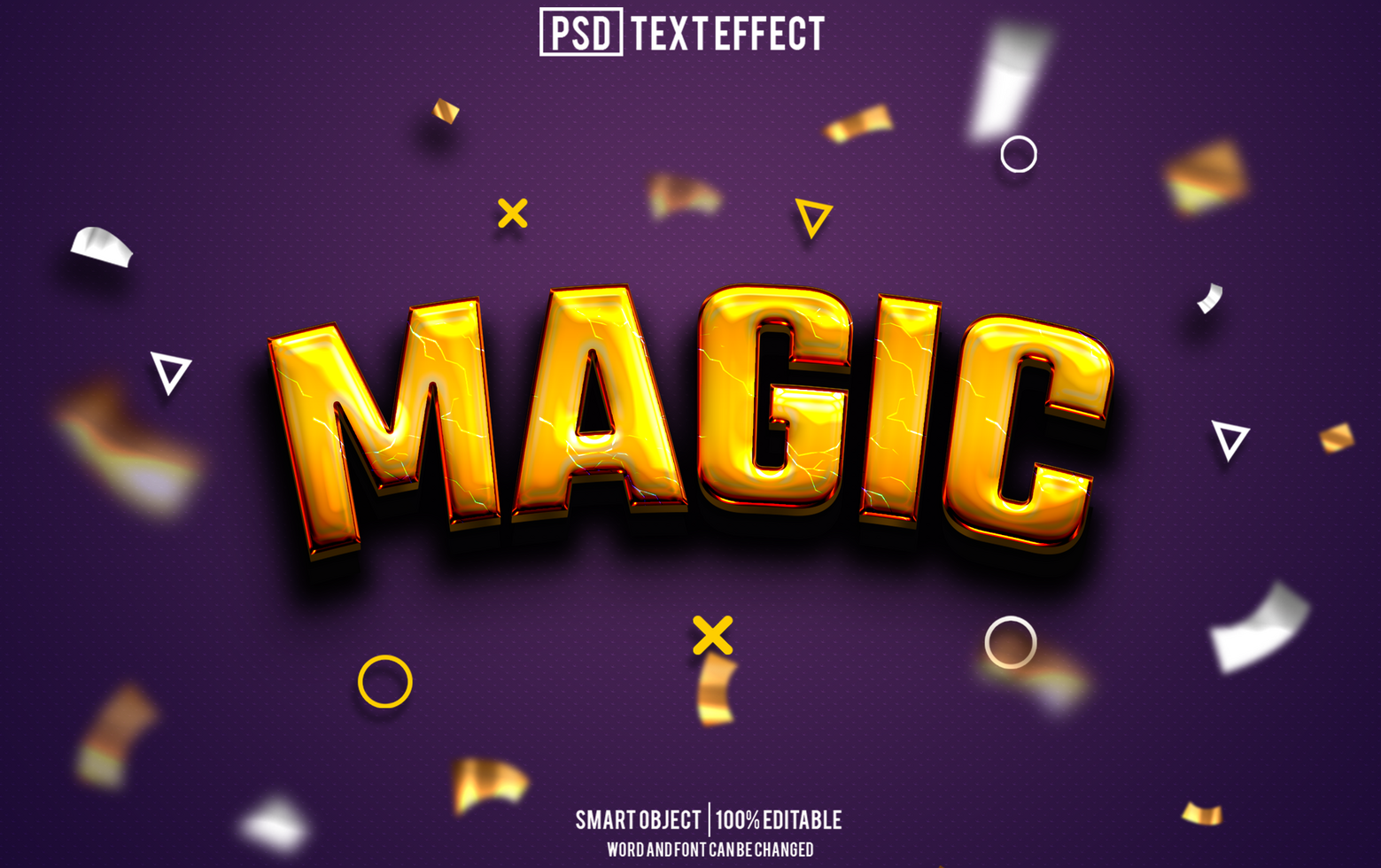 magic text effect, font editable, typography, 3d text psd