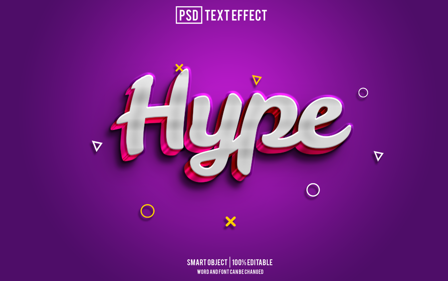 hype text effect, font editable, typography, 3d text psd