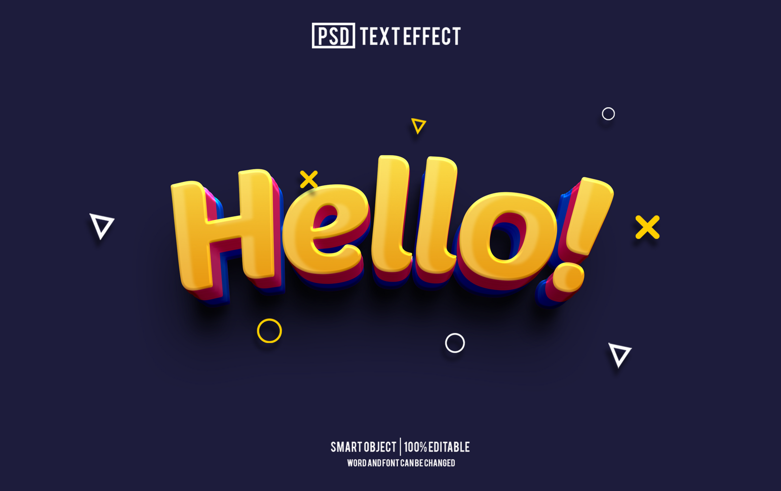 hello text effect, font editable, typography, 3d text psd