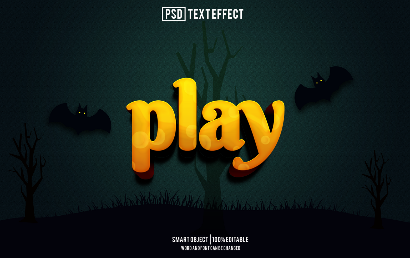 play text effect, font editable, typography, 3d text psd
