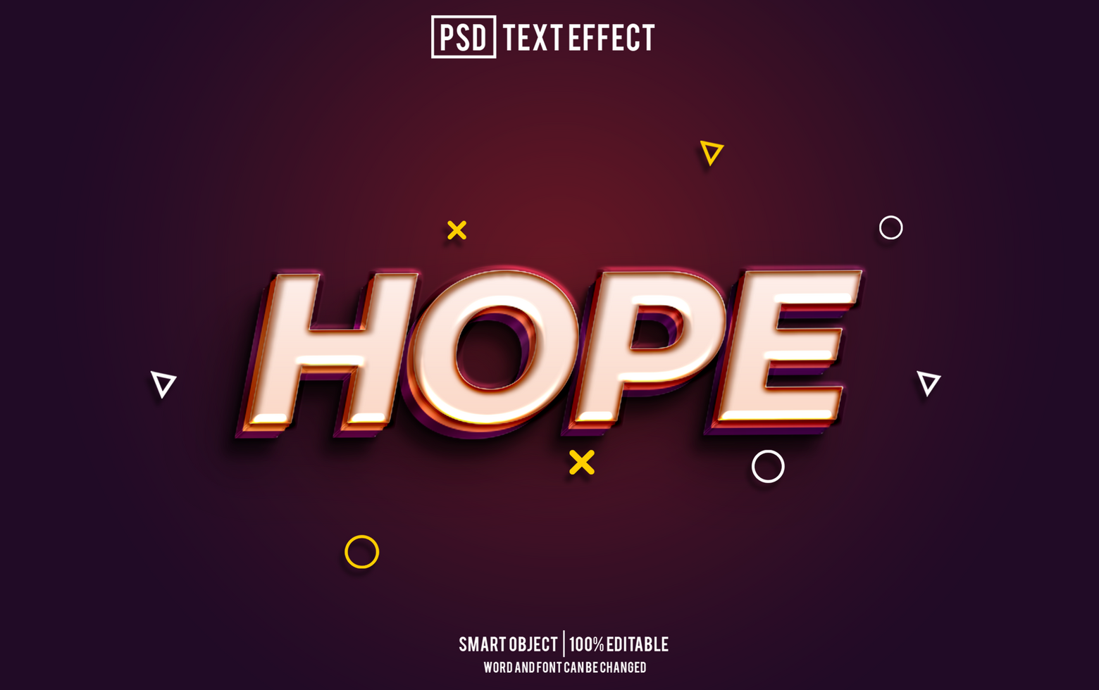 hope text effect, font editable, typography, 3d text psd