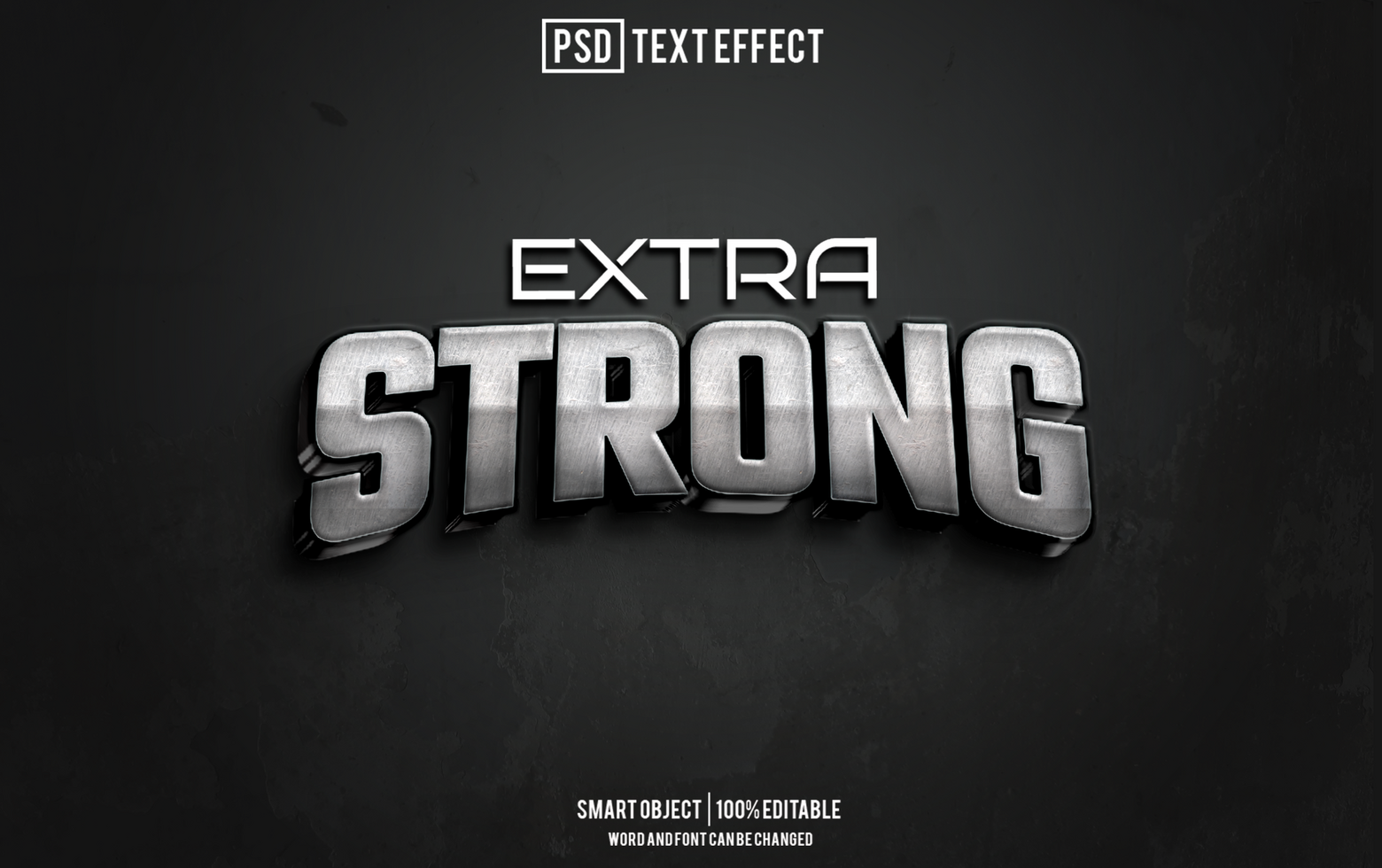 strong text effect, font editable, typography, 3d text psd