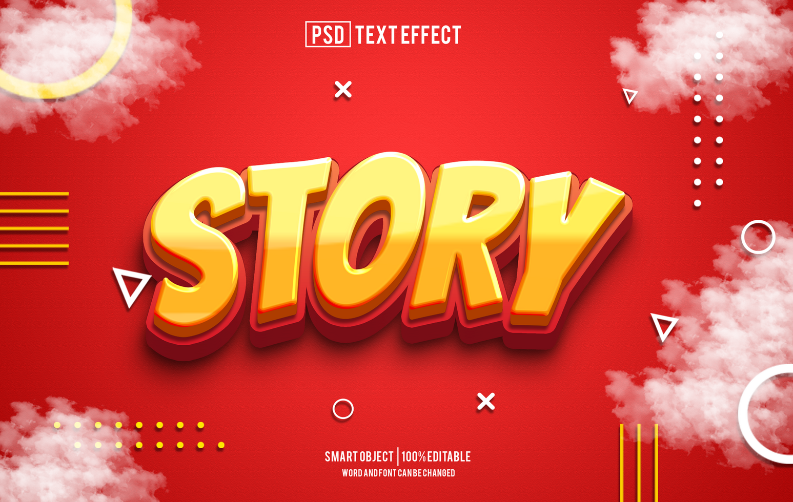story text effect, font editable, typography, 3d text psd