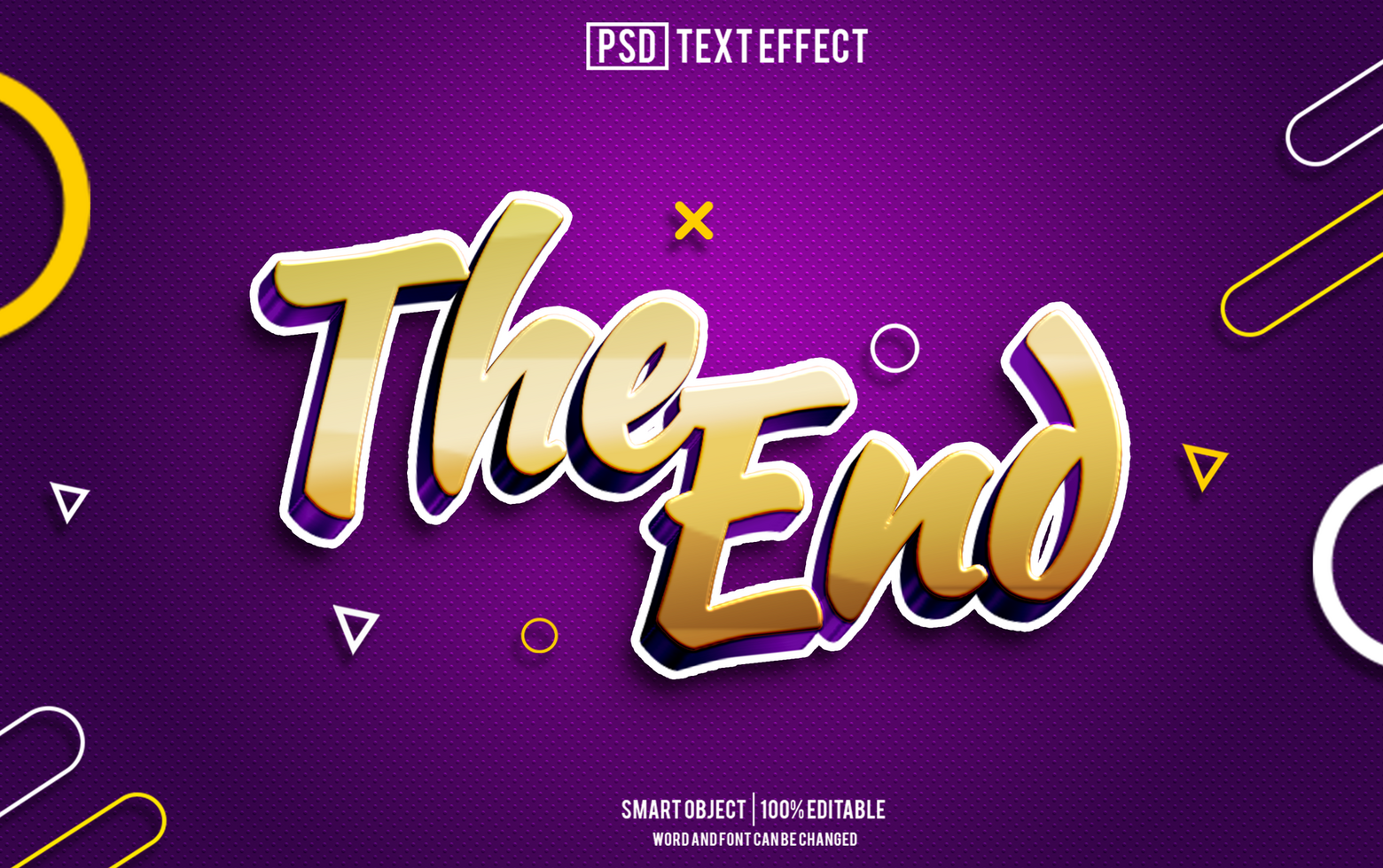 the end text effect, font editable, typography, 3d text psd