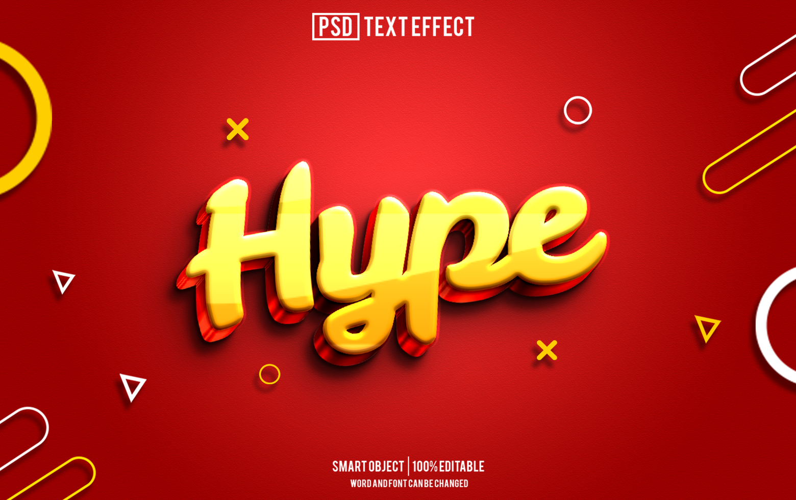 hype text effect, font editable, typography, 3d text psd