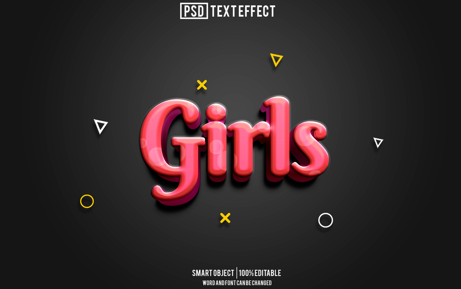 girls text effect, font editable, typography, 3d text psd