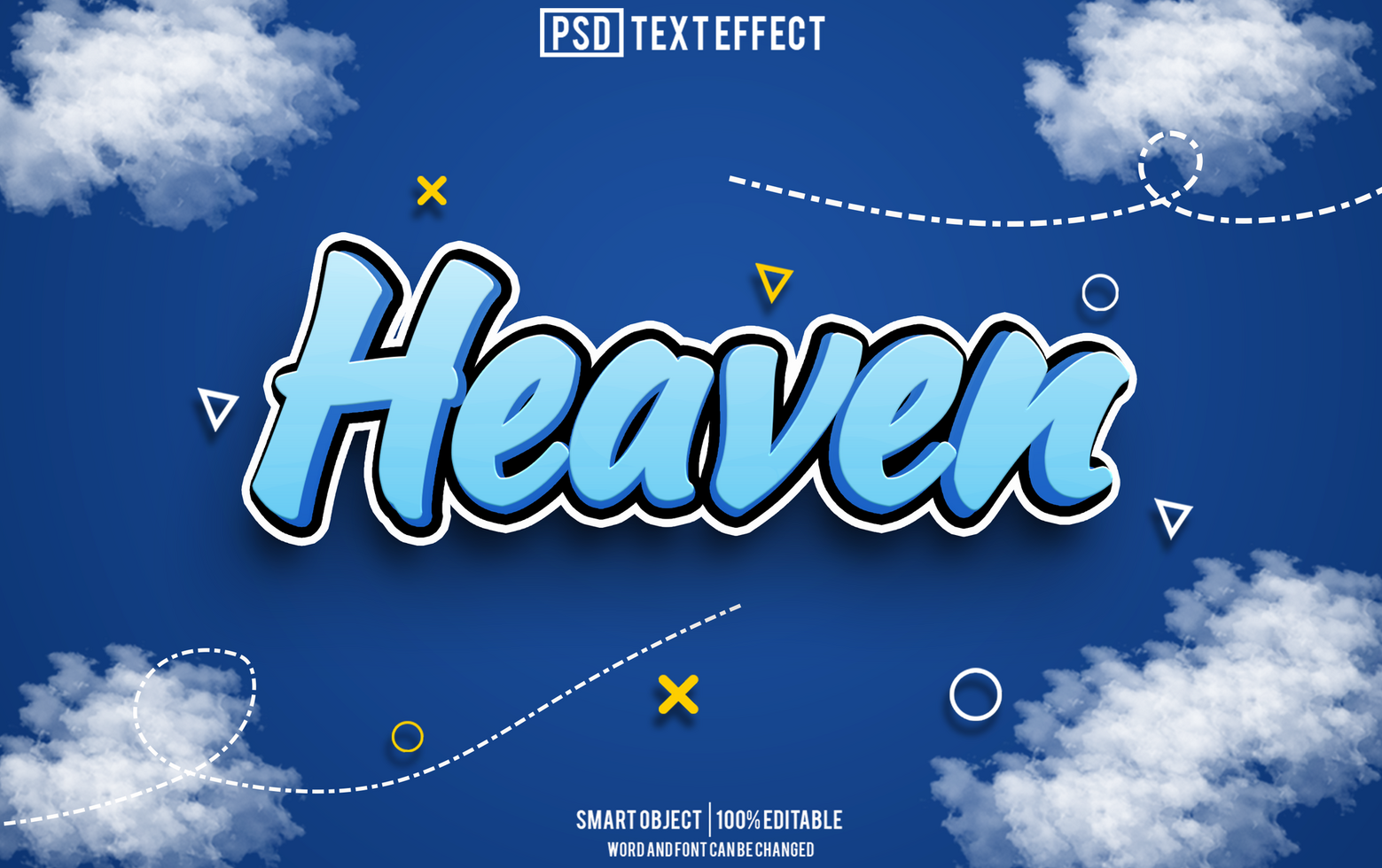 heaven text effect, font editable, typography, 3d text psd
