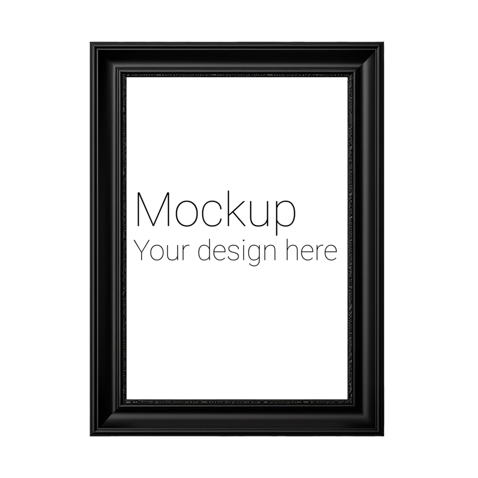 Mockup of black frame for poster or photo without background psd