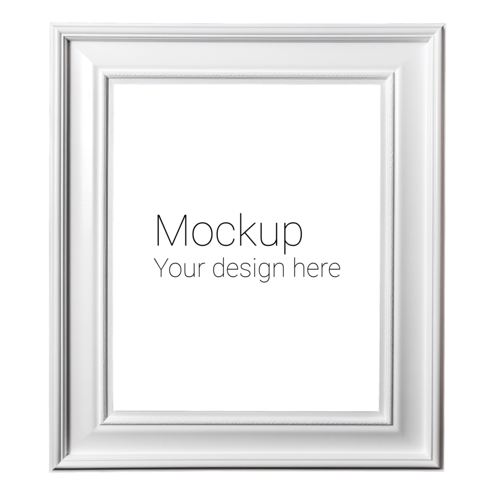 Mockup of white frame for poster or photo without background psd