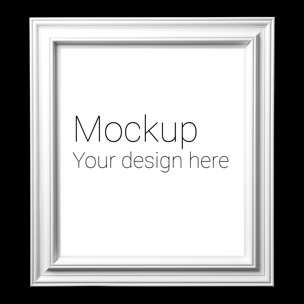 Mockup of white frame for poster or photo on black background psd