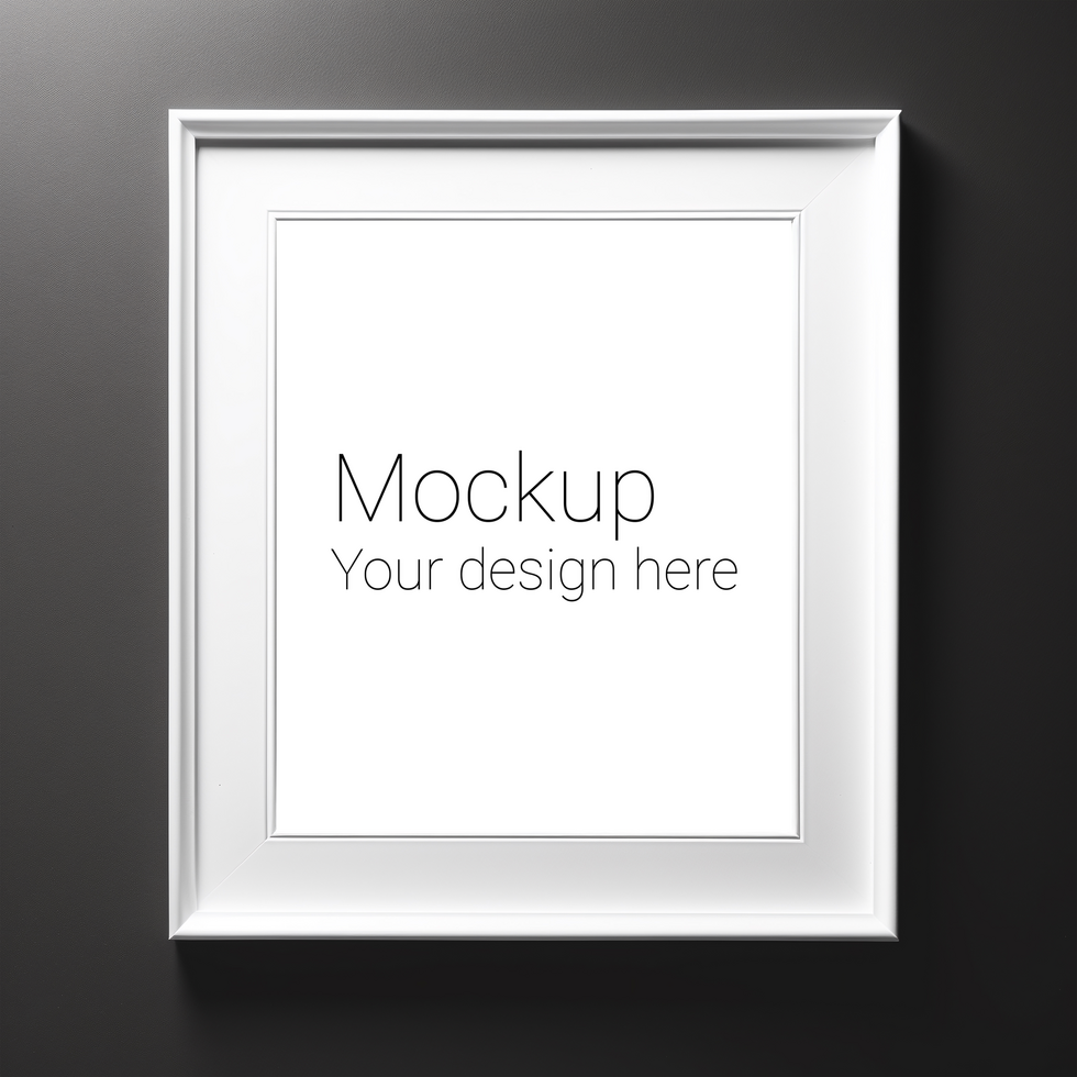Mockup of white frame for poster or photo on black background psd