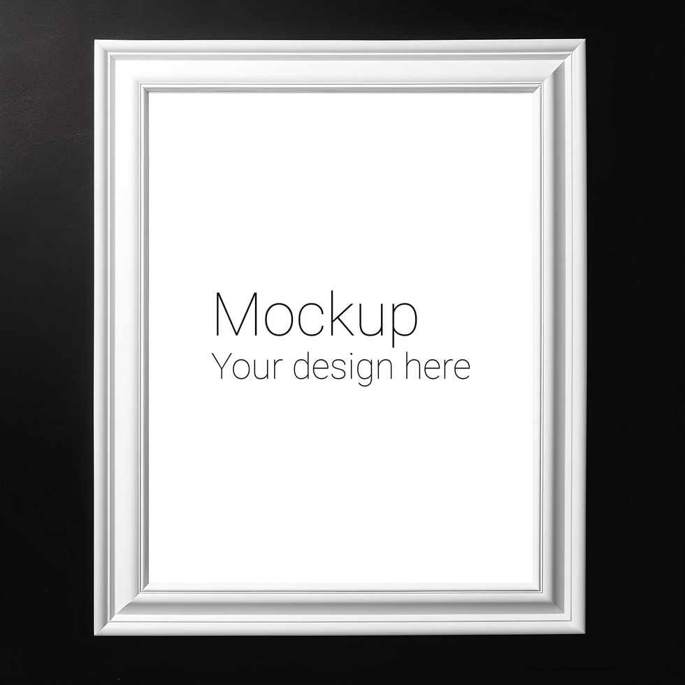 Mockup of white frame for poster or photo on black background psd