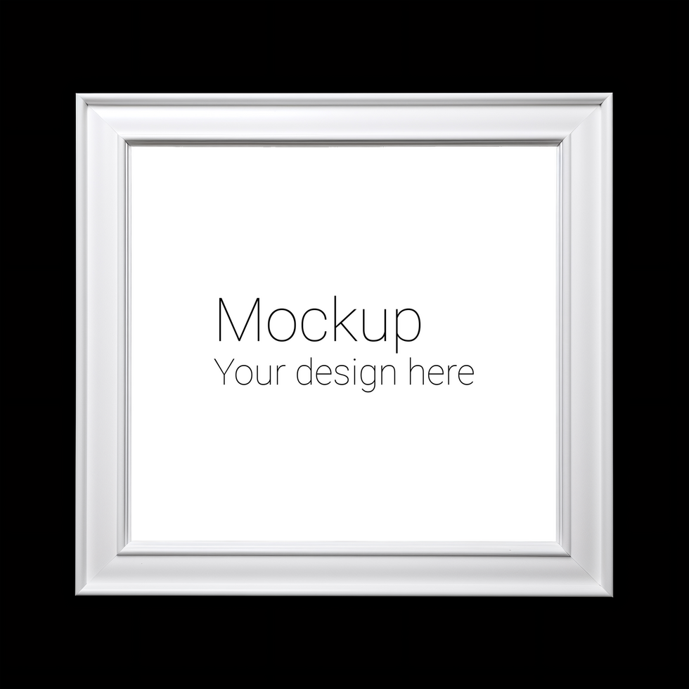 Mockup of white frame for poster or photo on black background psd