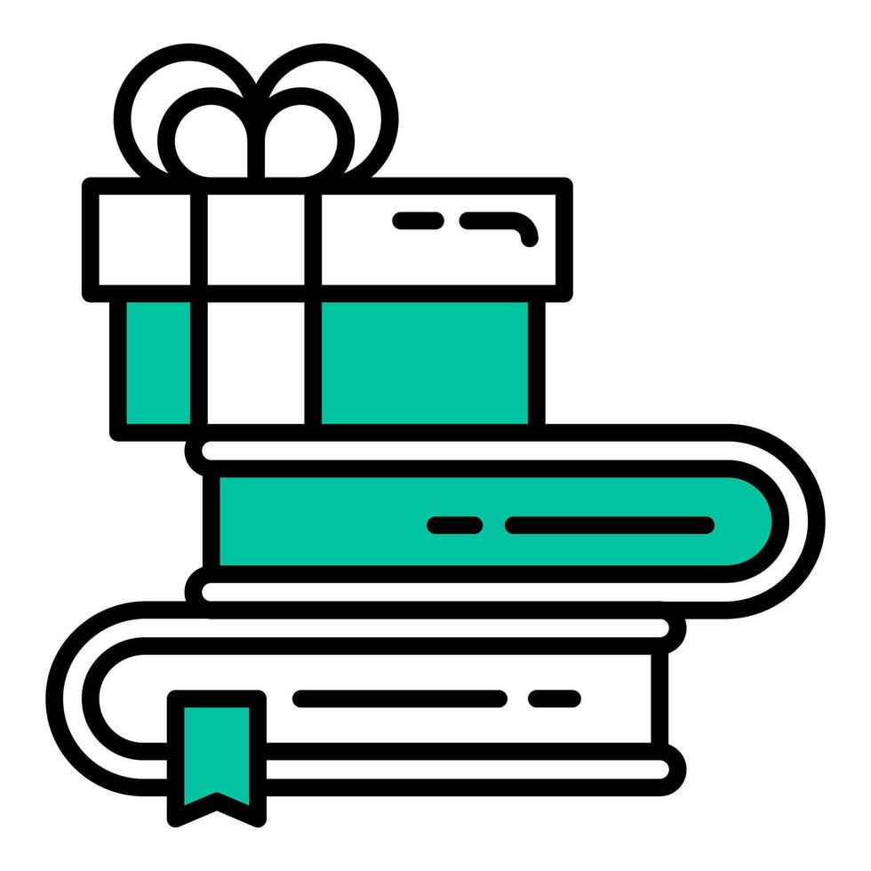 gift box icon on a stack of books, various gift boxes vector