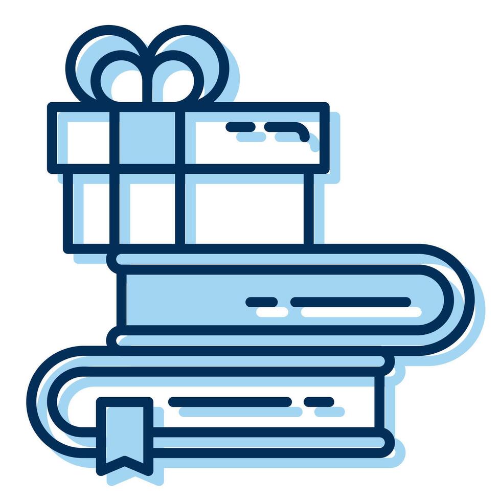 gift box icon on a stack of books, various gift boxes vector