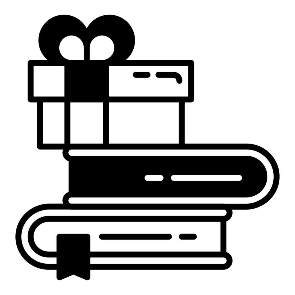 gift box icon on a stack of books, various gift boxes vector