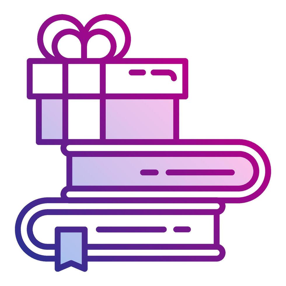 gift box icon on a stack of books, various gift boxes vector