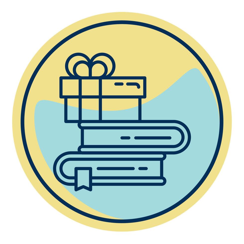 gift box icon on a stack of books, various gift boxes vector