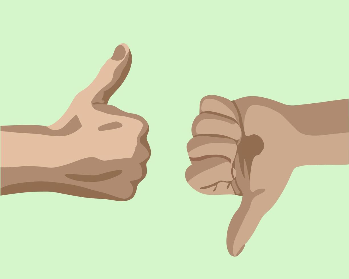 Illustration of human hands showing like and dislike. vector