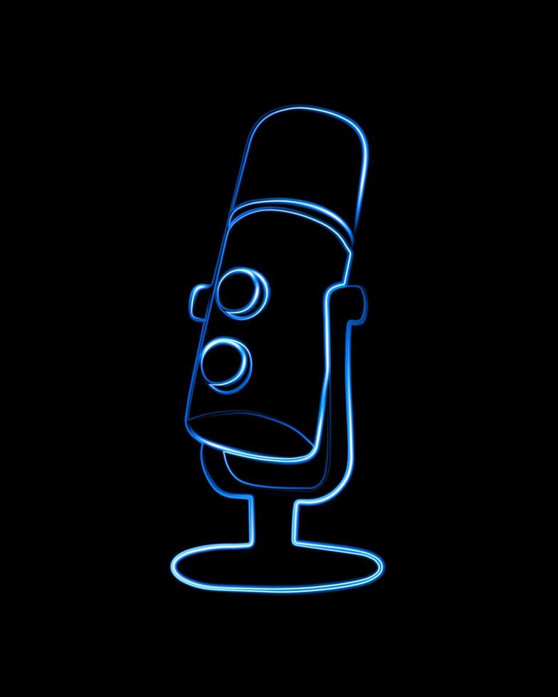 illustration of microphone with neon effect. vector