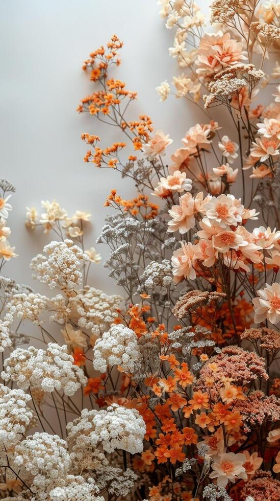 White Flowers Painting on a Wall photo
