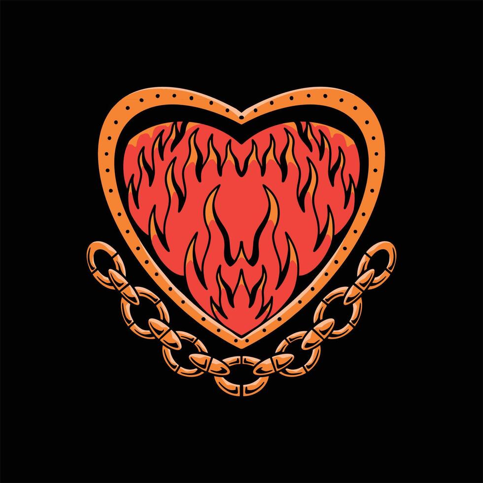 flaming love tattoo design vector