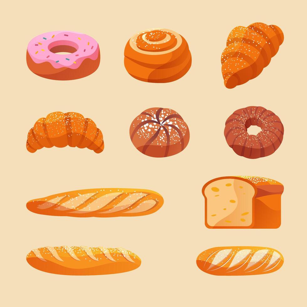 gradient Assorted Bakery Treats Collection vector
