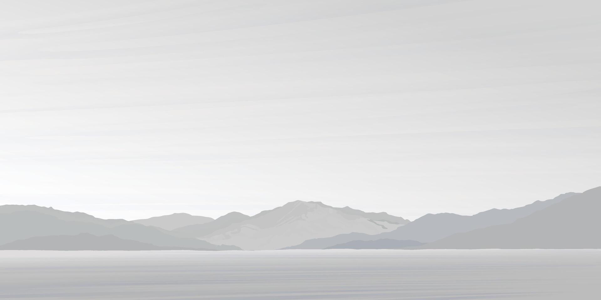 Minimalist countryside landscape with mountain ranges graphic illustrated have blank space. vector