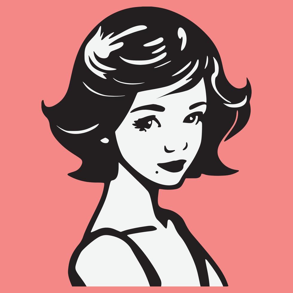 Girl illustration Black and white vector