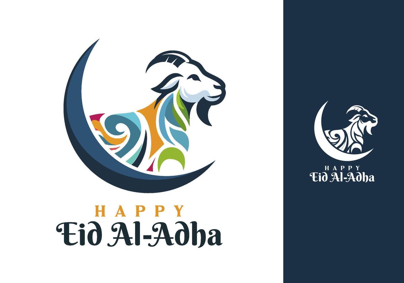Illustration of a sacrificial goat with Islamic nuances in full color vector