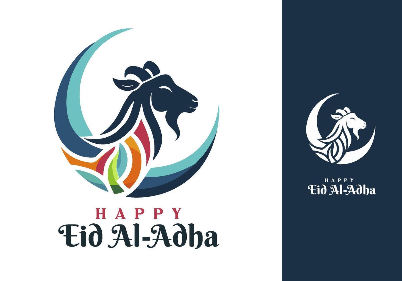 Illustration of a sacrificial goat with Islamic nuances in full color vector