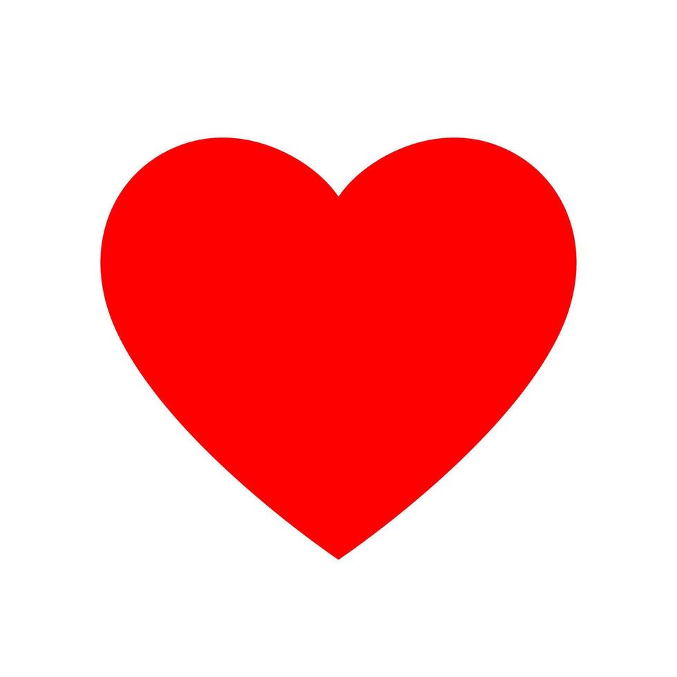 Love Heart Symbol Icon. Flat Red Valentine Heart Isolated on White Background vector