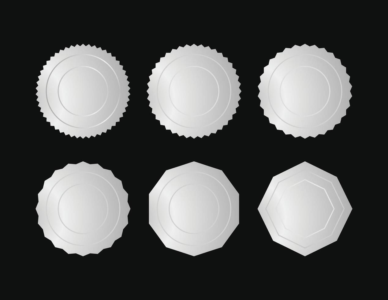 Pack of silver seals, label, badge, certificate. Fully editable illustration design vector