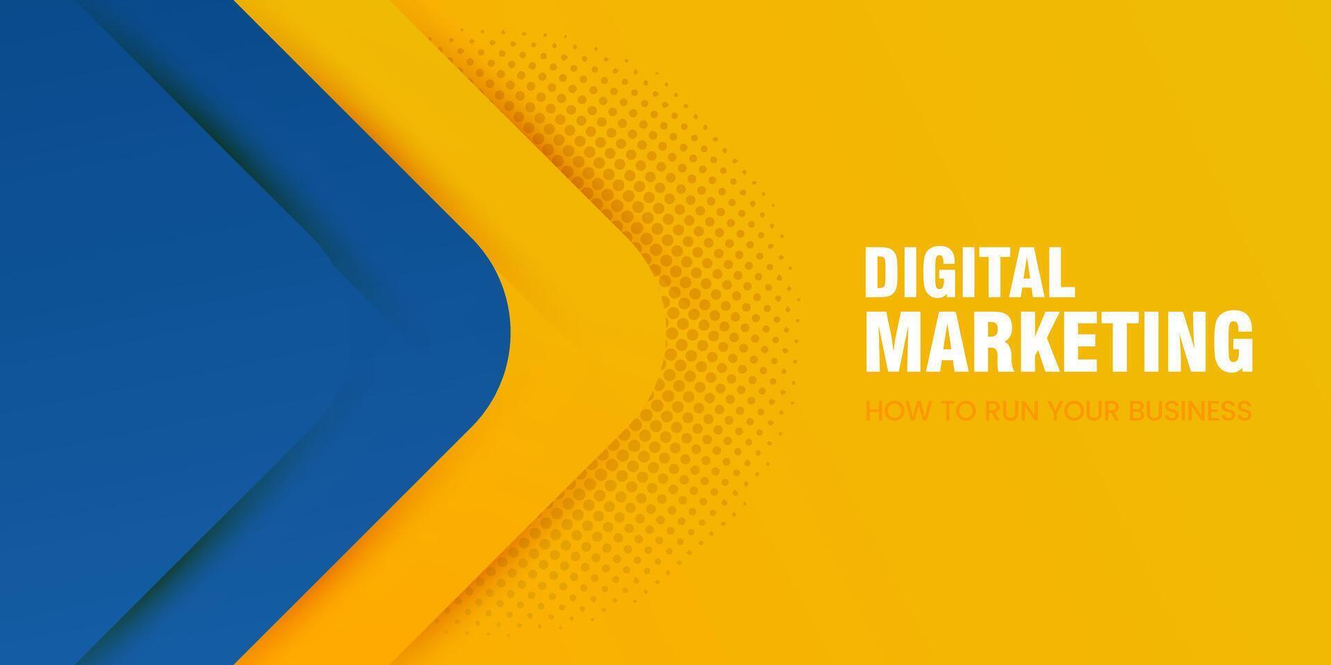 Blue and yellow Banner concepts design for social marketing, illustration, banner template for promotion simple sign design vector