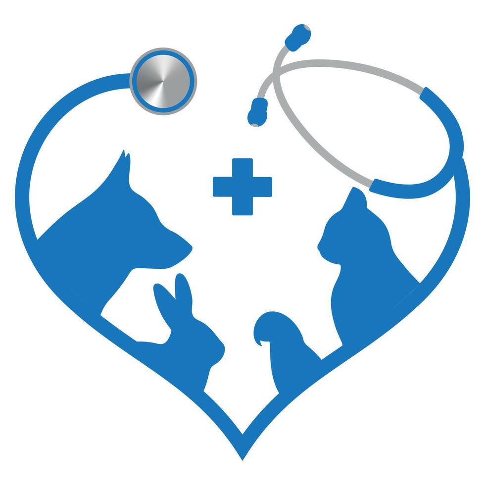 Pet care illustration.Stethoscope with pets vector