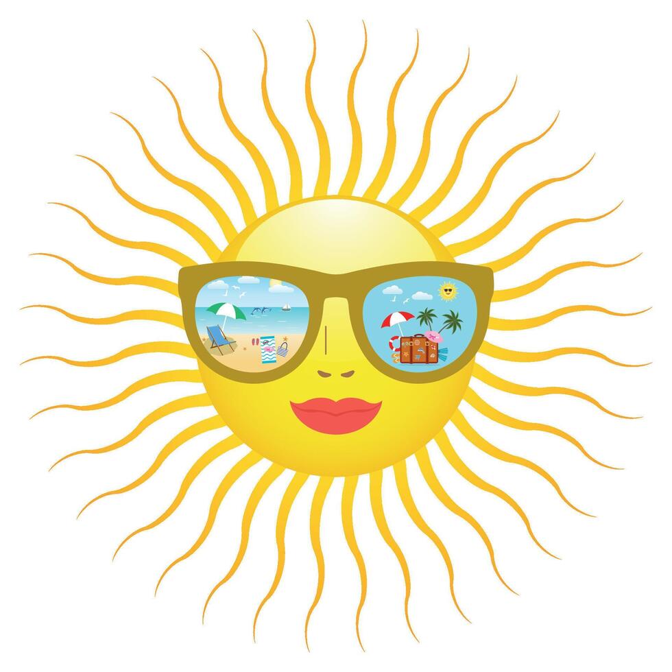 Illustration of a joyful sun in glasses vector