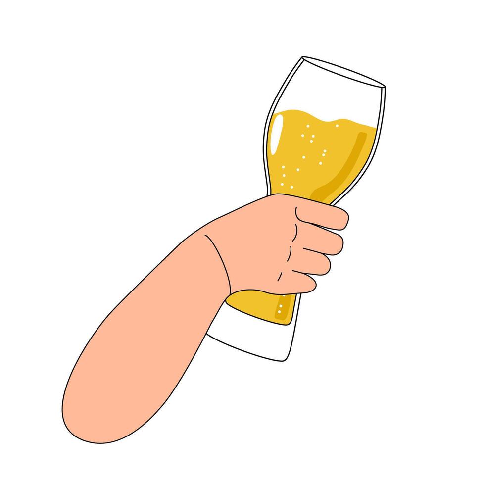 Image illustration of a hand holding a beer mug vector