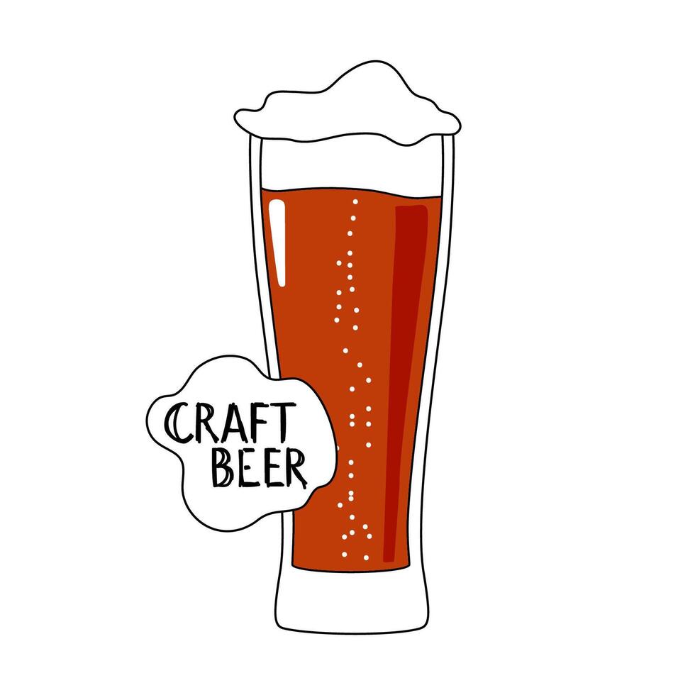 Glass of foamy beer. illustration on white background vector