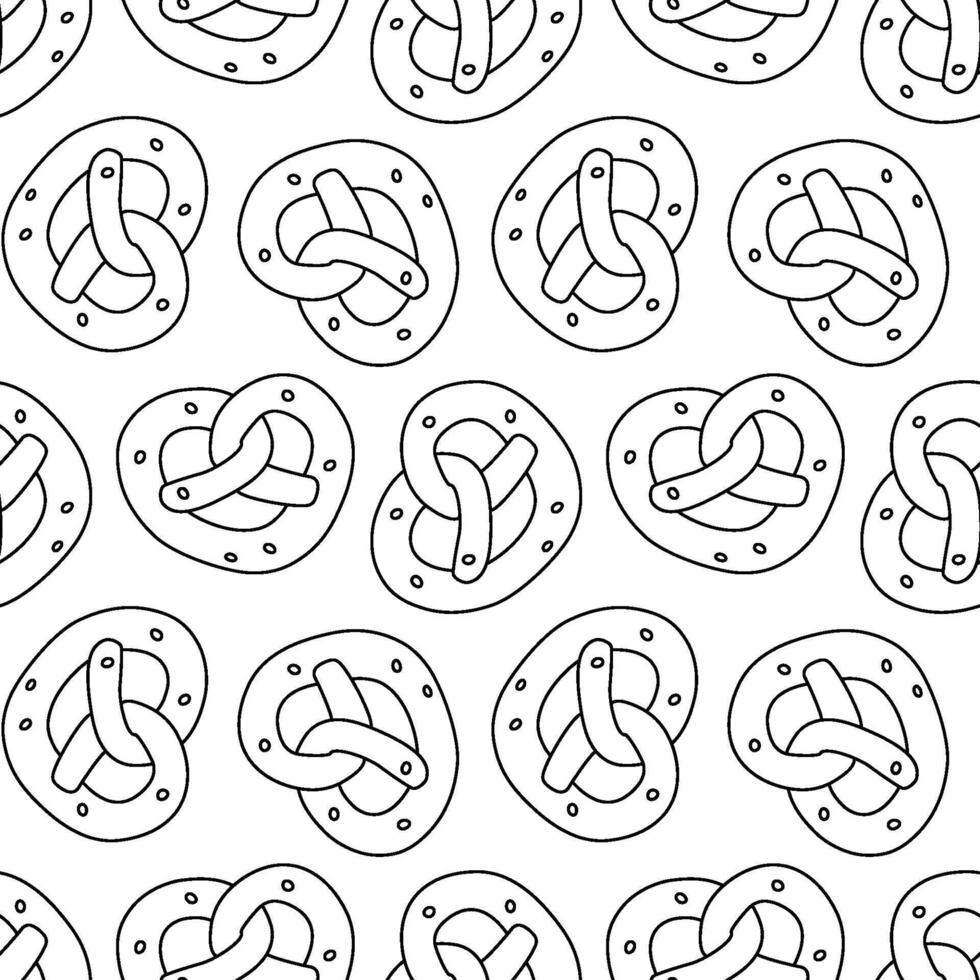 Seamless pattern with mini pretzels on an isolated background. vector