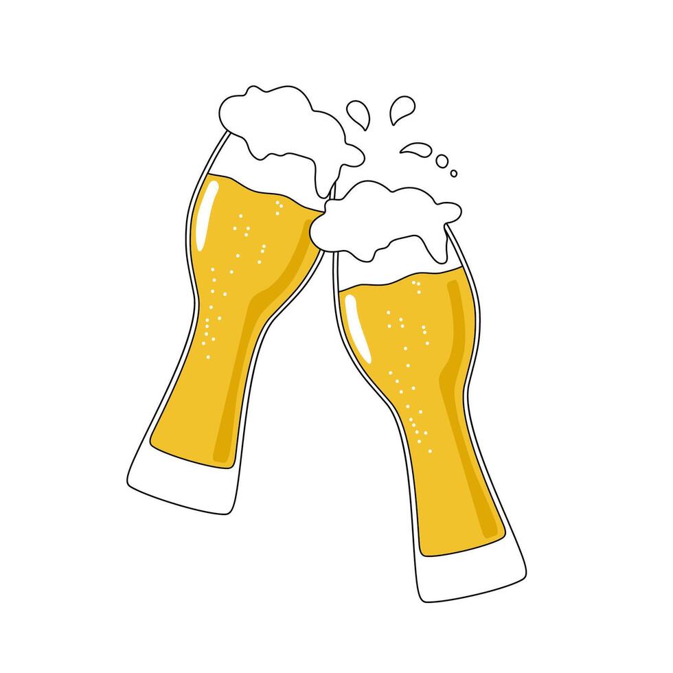 Two glasses of lager beer vector