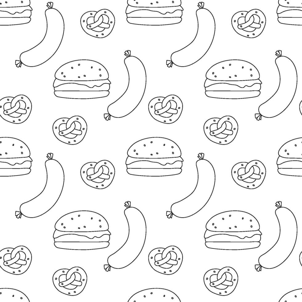 fast food hand drawn seamless pattern on white background vector
