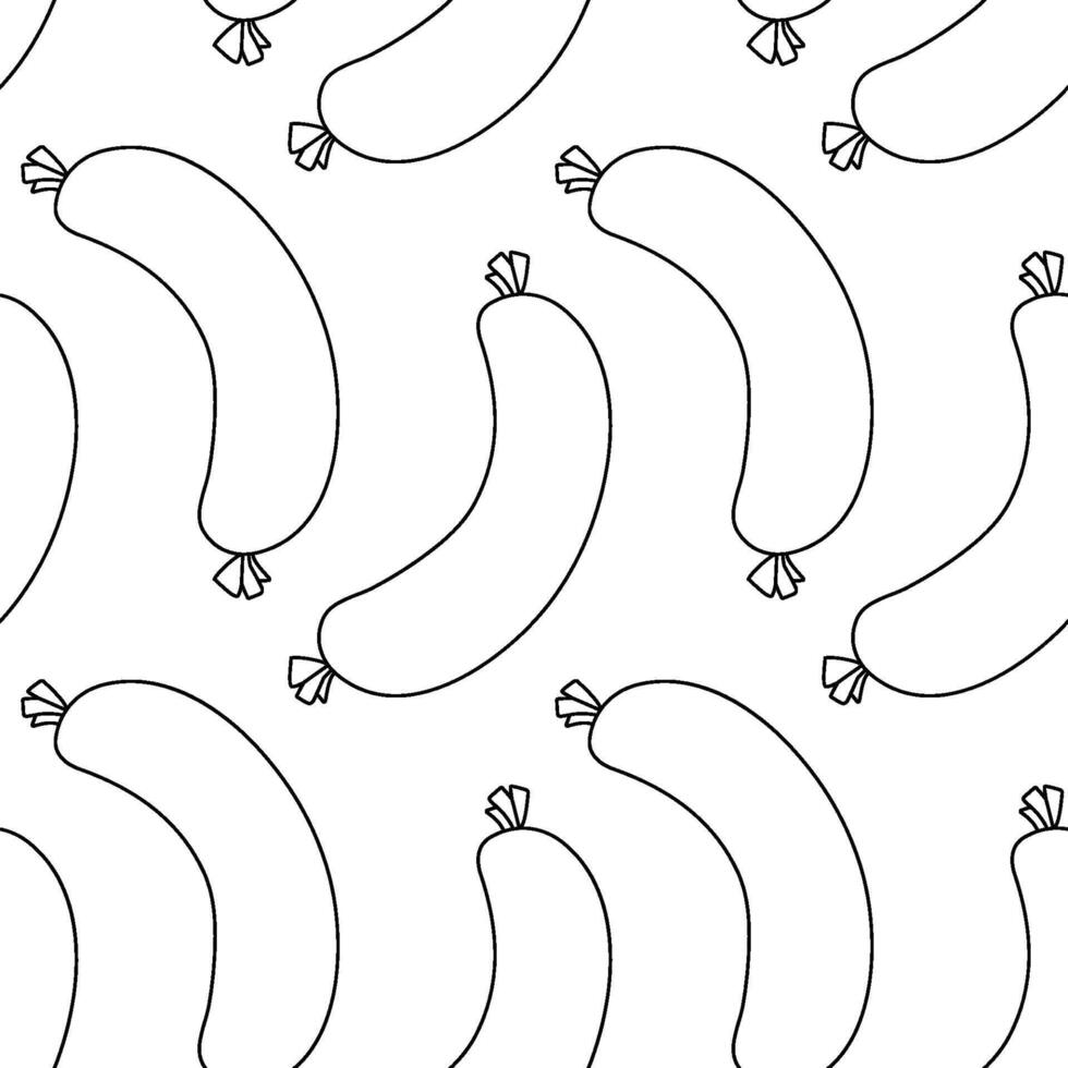 Sausage doodle seamless pattern with a black and white color suitable for background vector